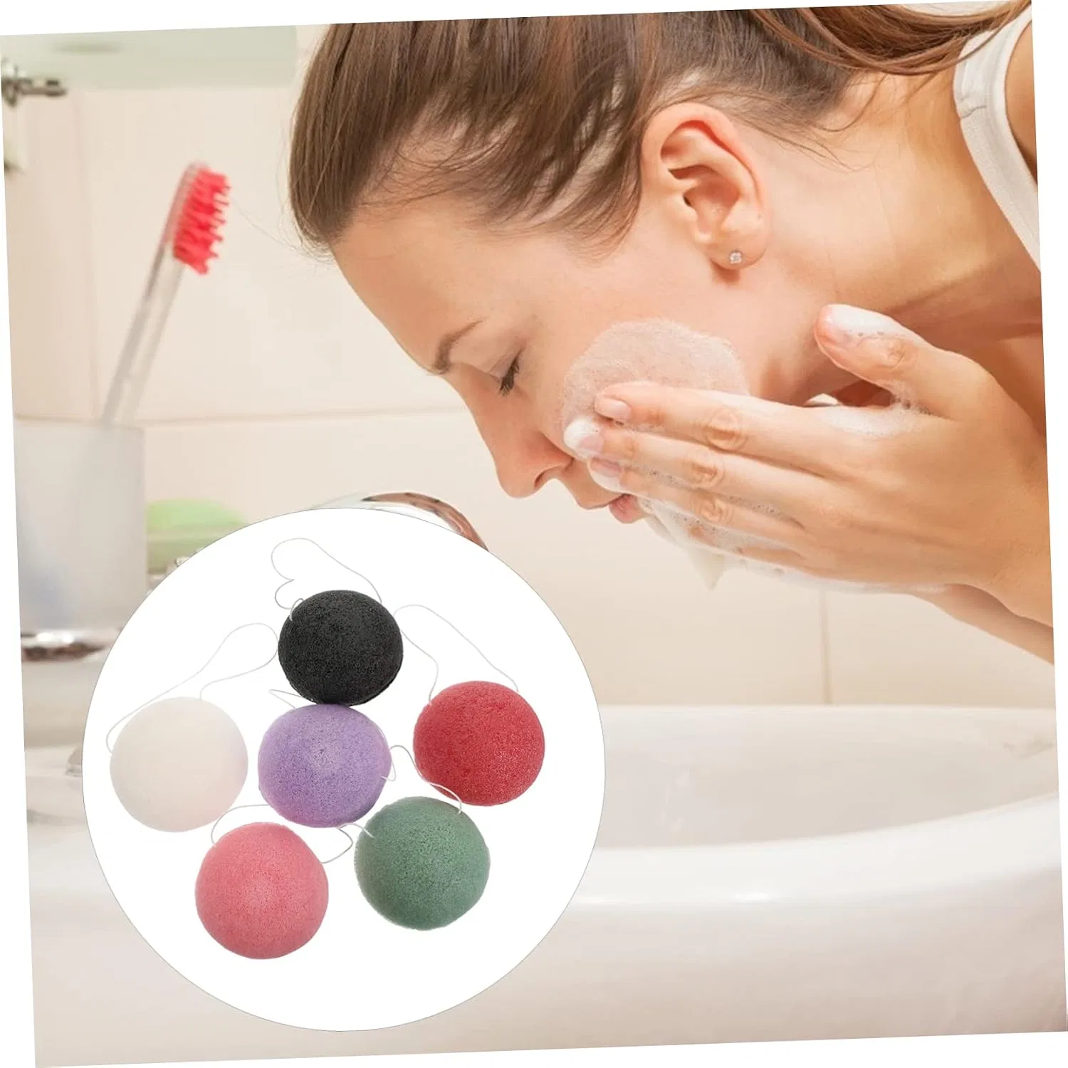 Спонжи для лица Pack of 12 Natural Facial Cleansing Sponges, DEARMAMY, 12 шт, 8x8x4 см, Assorted Colours — фото 3