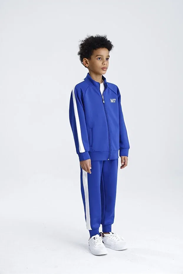 Детский комплект для девочек с принтом Scuba zippered set Miababy, Saks Blue — фото 2