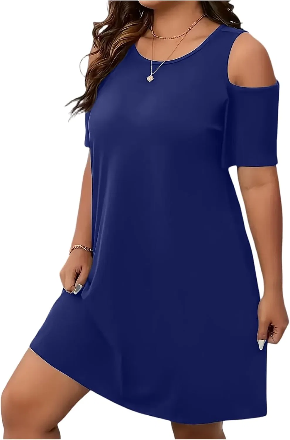 Женское летнее платье с открытыми плечами, Royal Blue