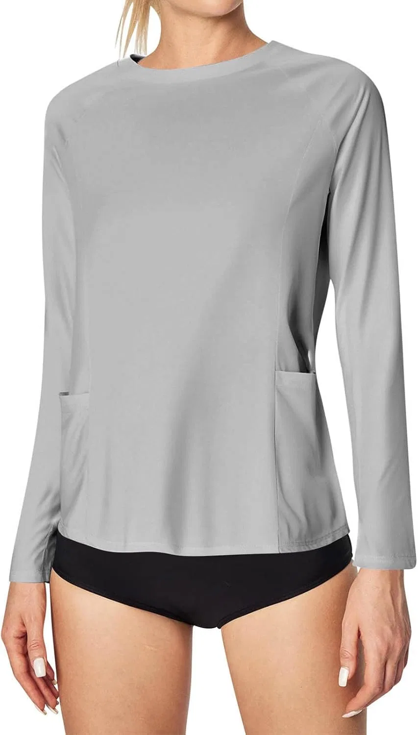 Женская рашгард с длинным рукавом UPF 50+, Gray