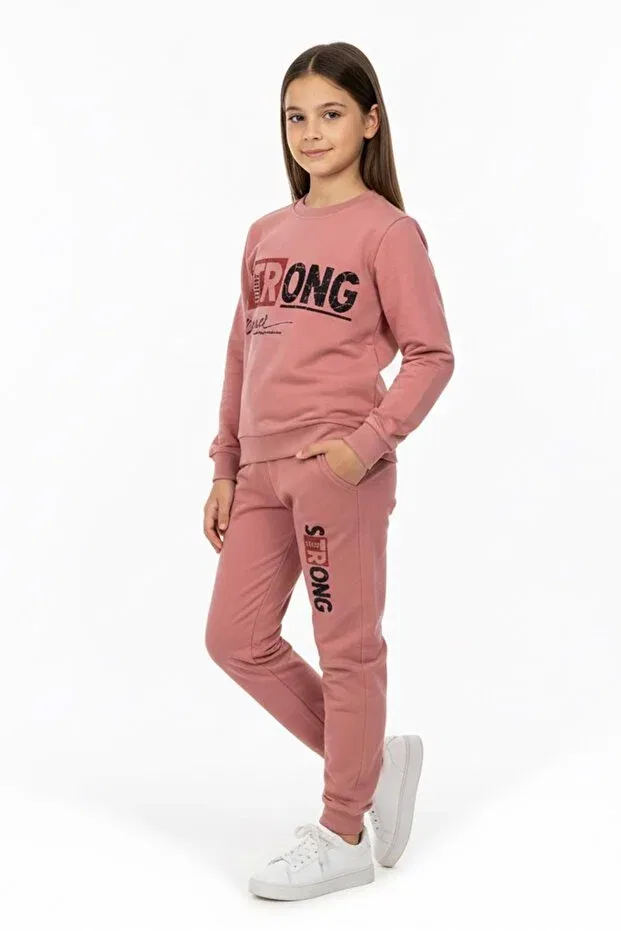 Детский спортивный костюм для девочек с принтом Strong Motif Mnk Baby&Kids, Rose Dry