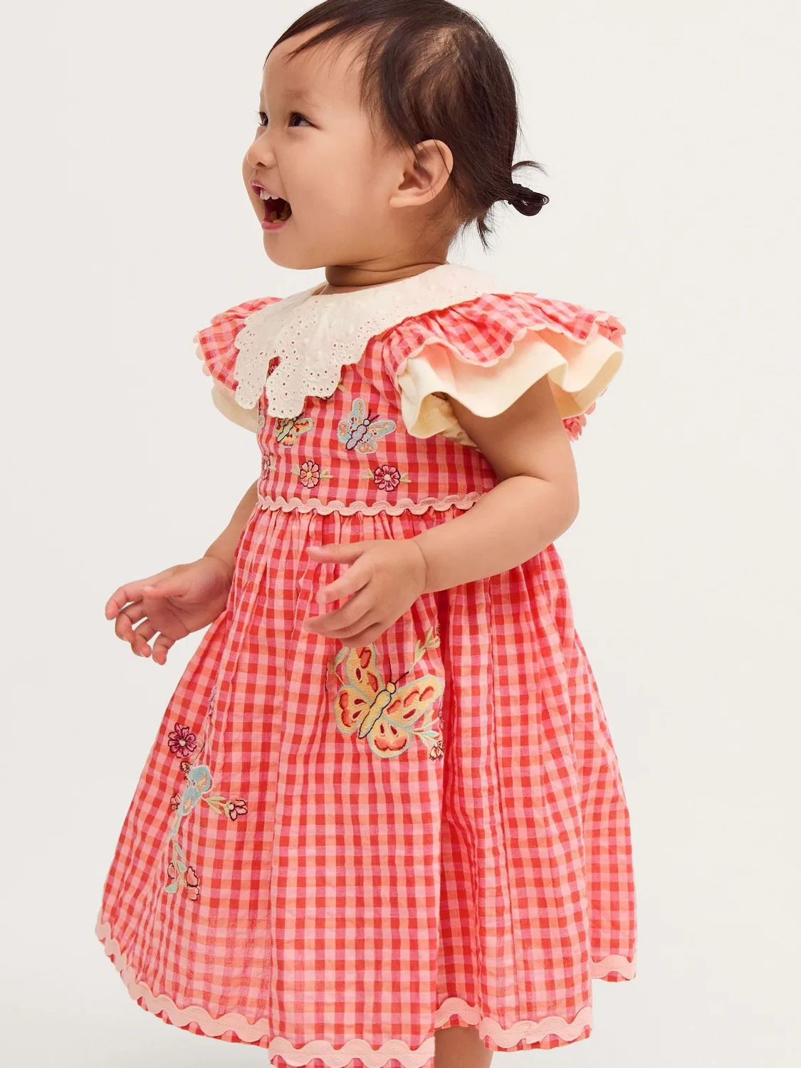 Комплект топ и сарафан Monsoon Butterfly Gingham, розовый