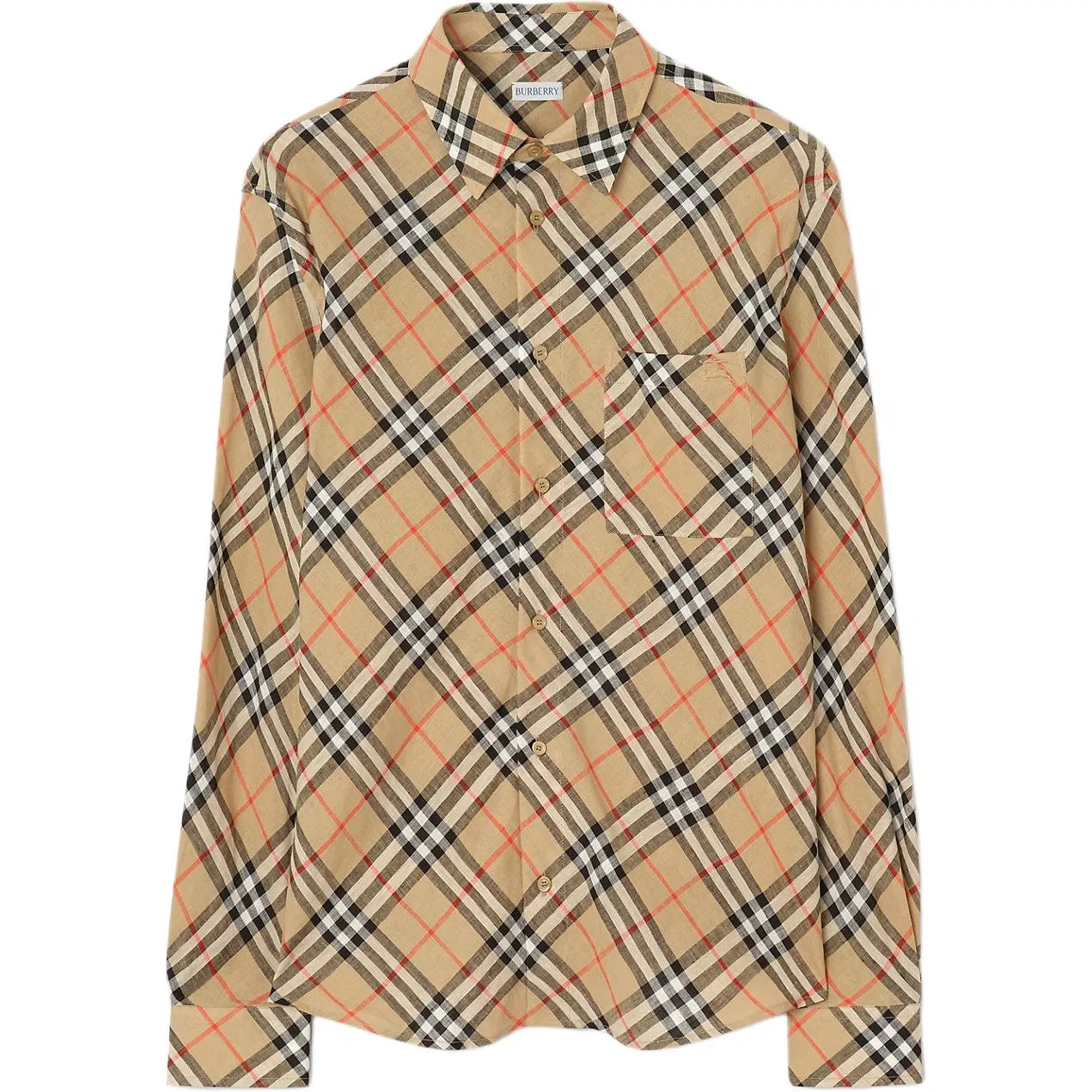 Рубашка Burberry с отложным воротником прямого кроя, Sandy бежевый