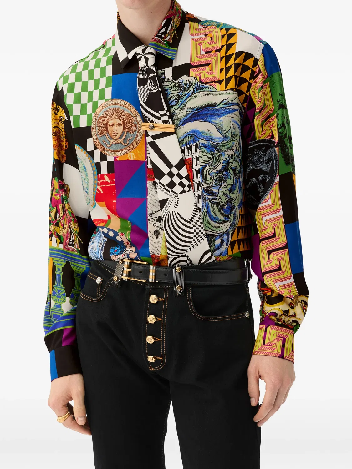 Рубашка с принтом Versace, черный — фото 2