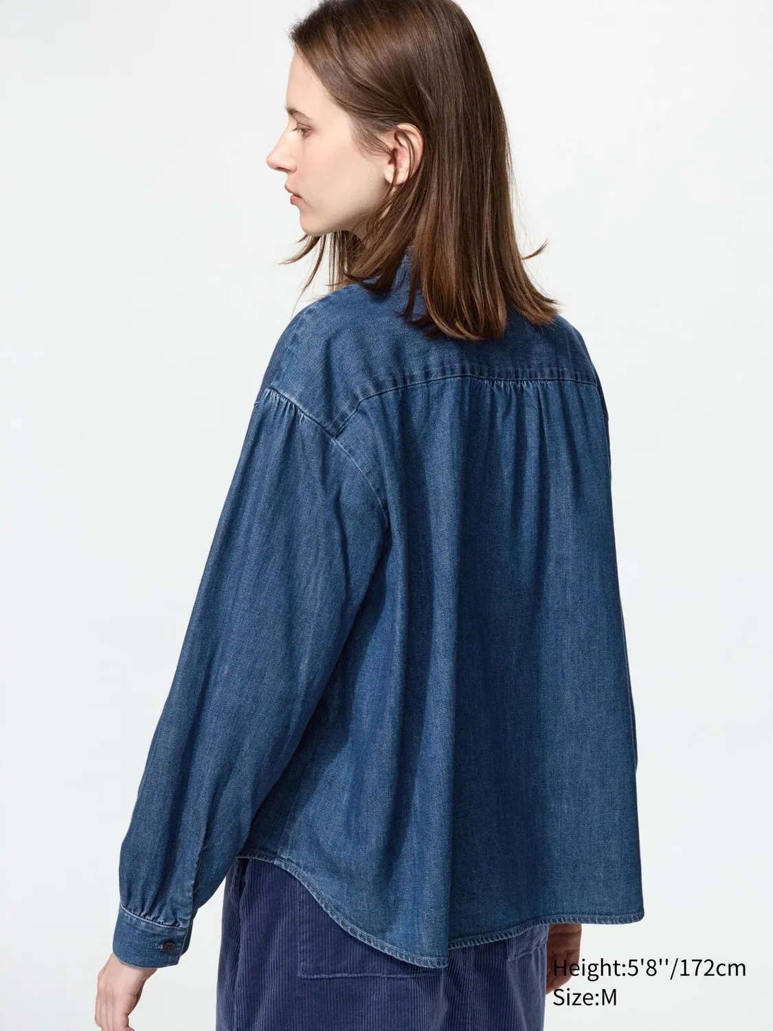 Блузка Uniqlo, джинсовая, синий — фото 3