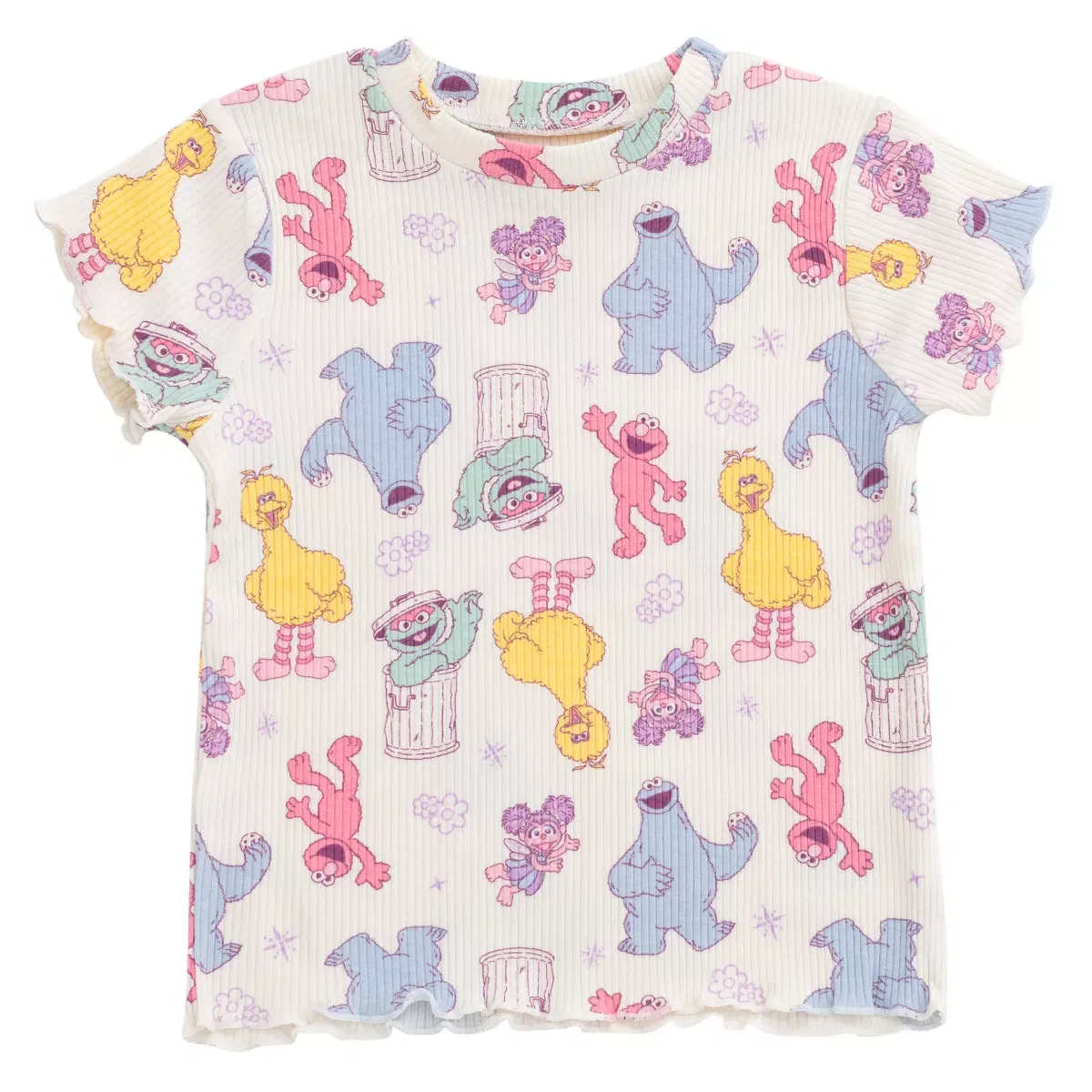 Детский комплект футболки и шорт с принтом Sesame Street, Off White — фото 3