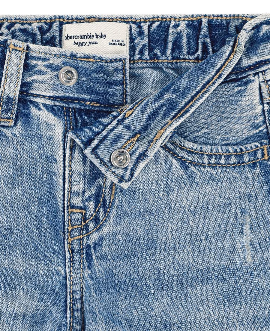 Джинсы с заниженной посадкой и принтом в виде сердечек, свободного кроя abercrombie kids, Blue — фото 4