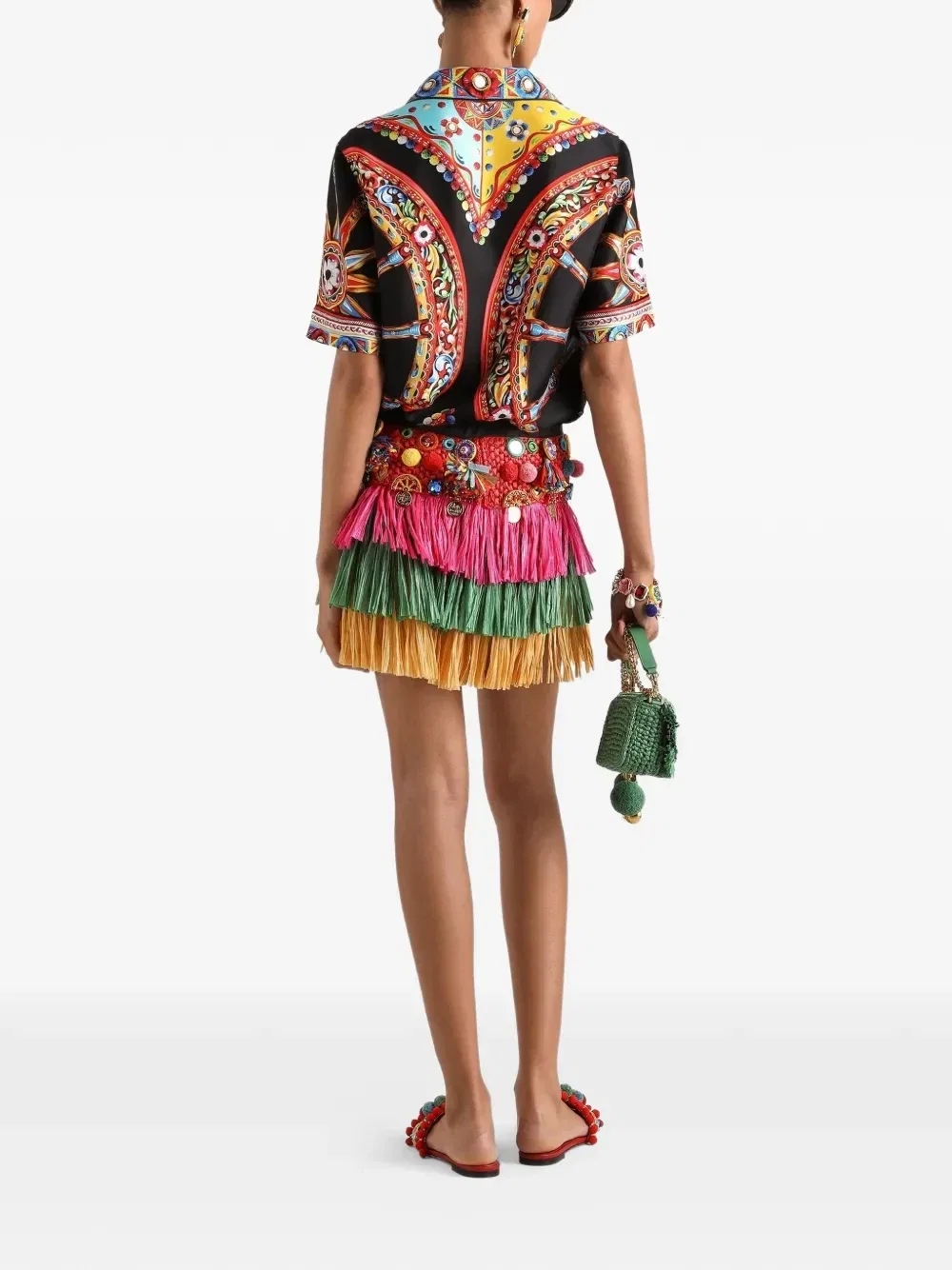Твиловая рубашка с принтом Carretto Dolce & Gabbana, черный — фото 3