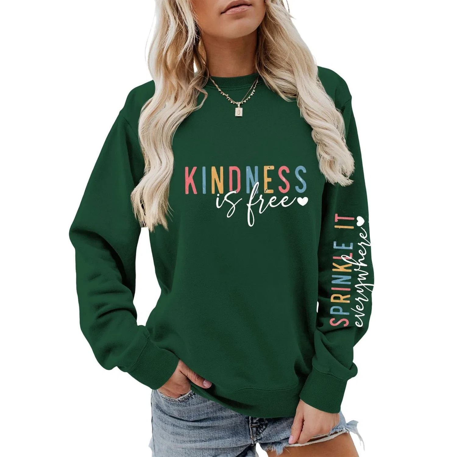 Женский худи с принтом и капюшоном, модель Suga, Dark Green — фото 2