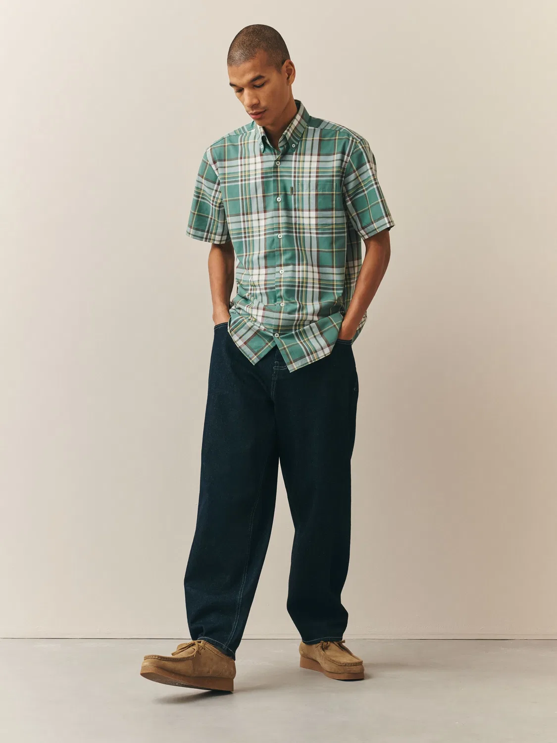 Рубашка оксфордская Regular Fit, Green Madras Check Next, зеленый — фото 4