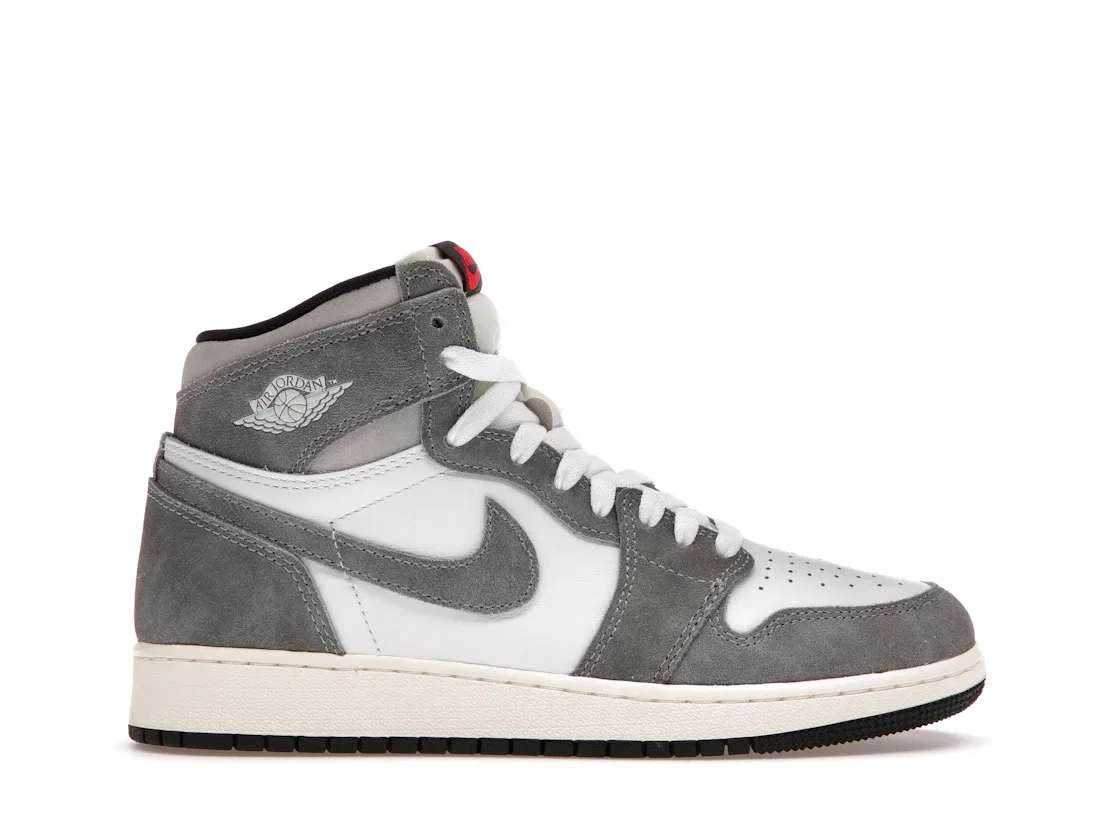 Детские кроссовки с высоким верхом Jordan 1 Retro High OG Jordan, Black/Fire Red/Light Smoke Grey/Sail