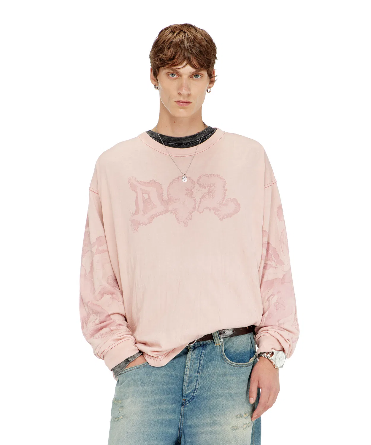 Мужская футболка с длинным рукавомT-BOXT-LS-AA4 DIESEL, Pink