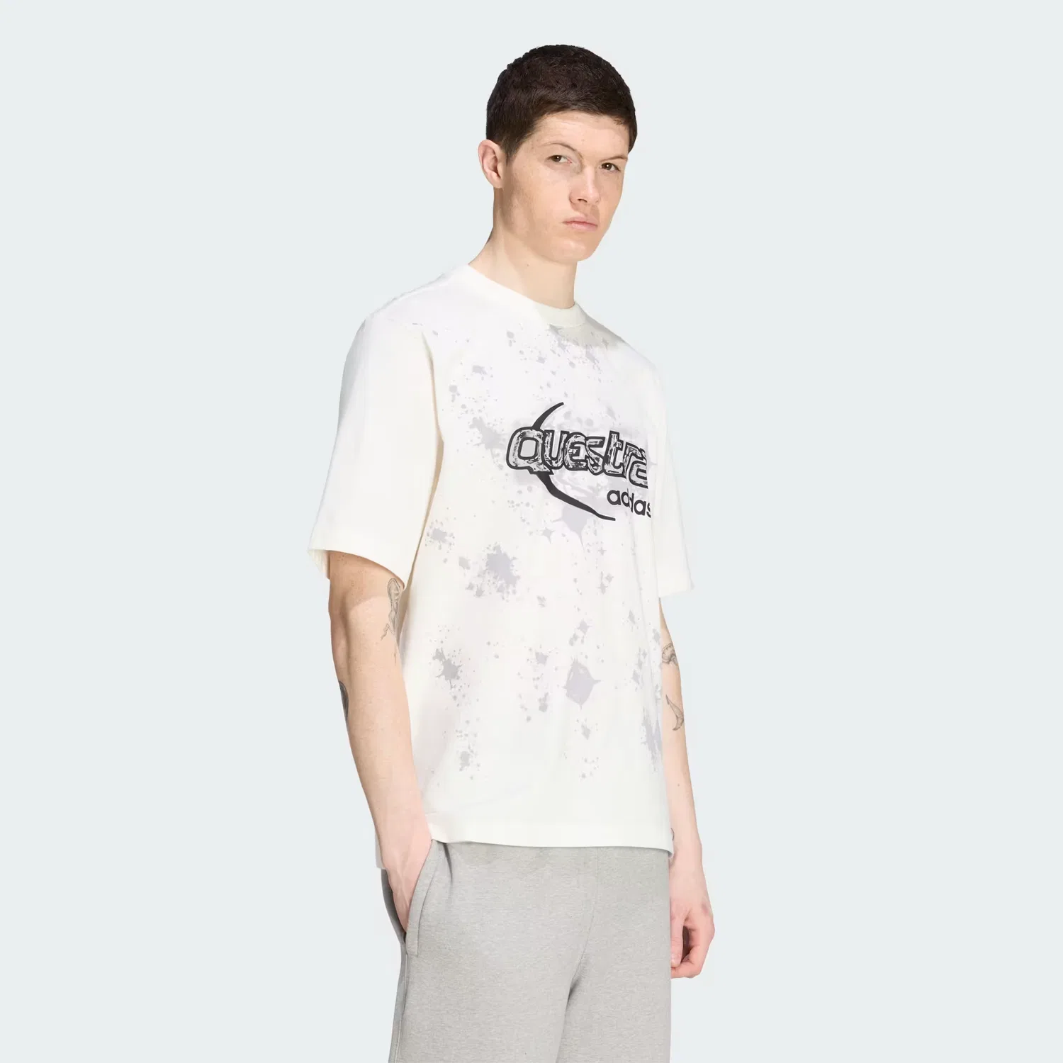 Мужская футболка с принтом свободного кроя Adilenium Season 5 Questra Adidas Originals, Off White