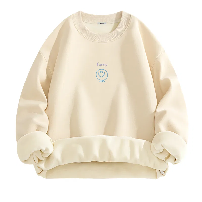 Детский свитшот с принтом Ma Happy Typography Center Logo MINISO, Light Beige