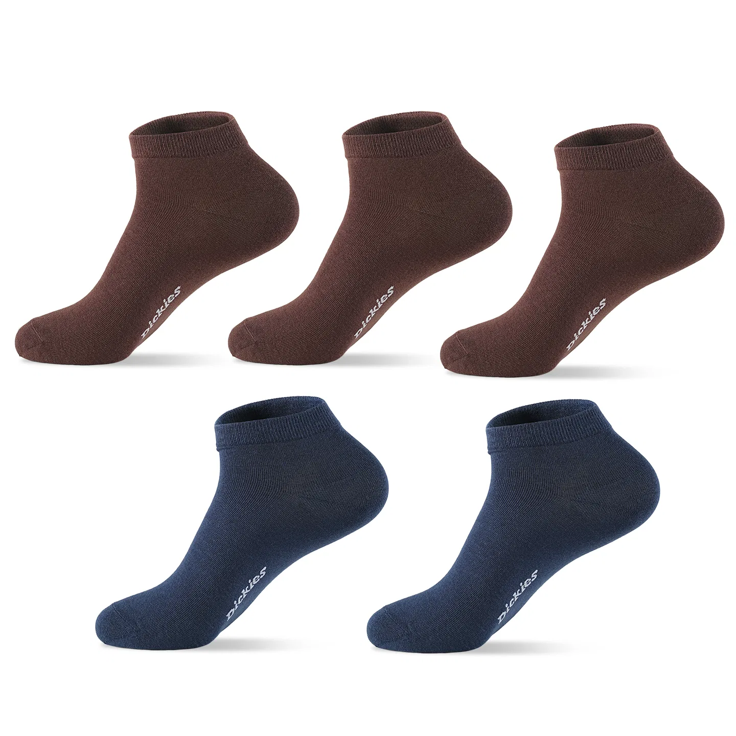 Детские носки-невидимки с принтом, 5 пар, Dickies, Coffee 3 + Navy Blue 2