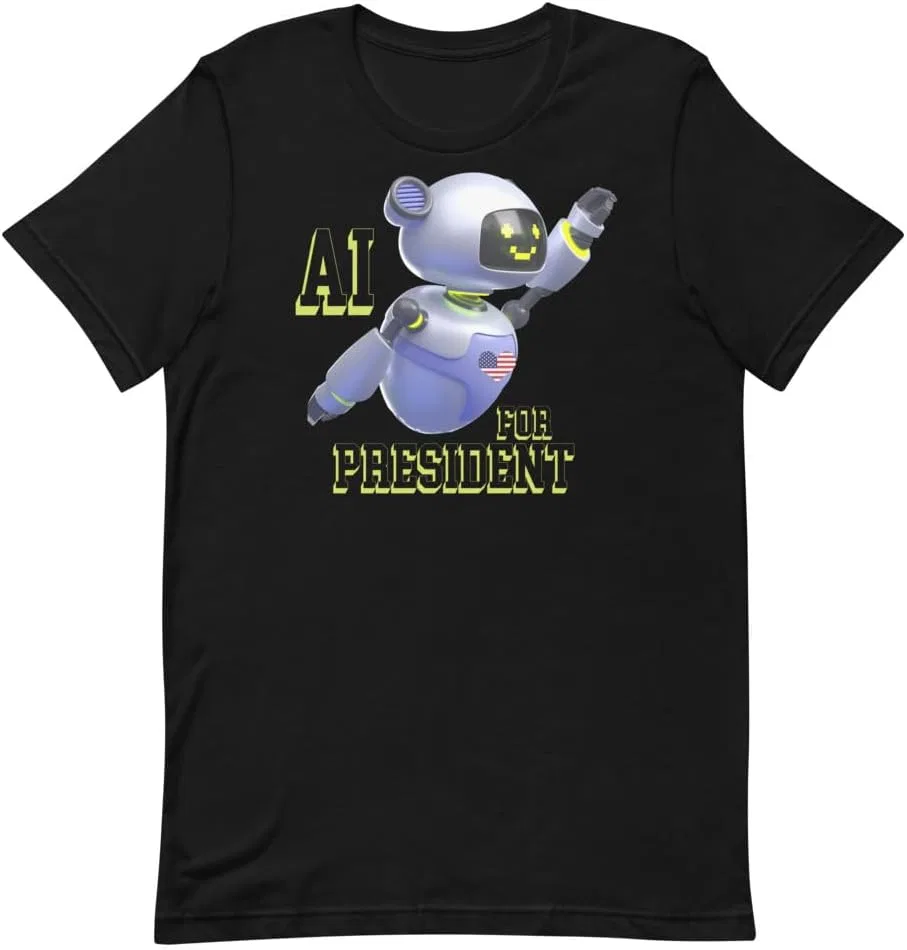 Футболка с принтом AI for President 2024 3001 Unisex Short Sleeve Jersey T-shirt, Black