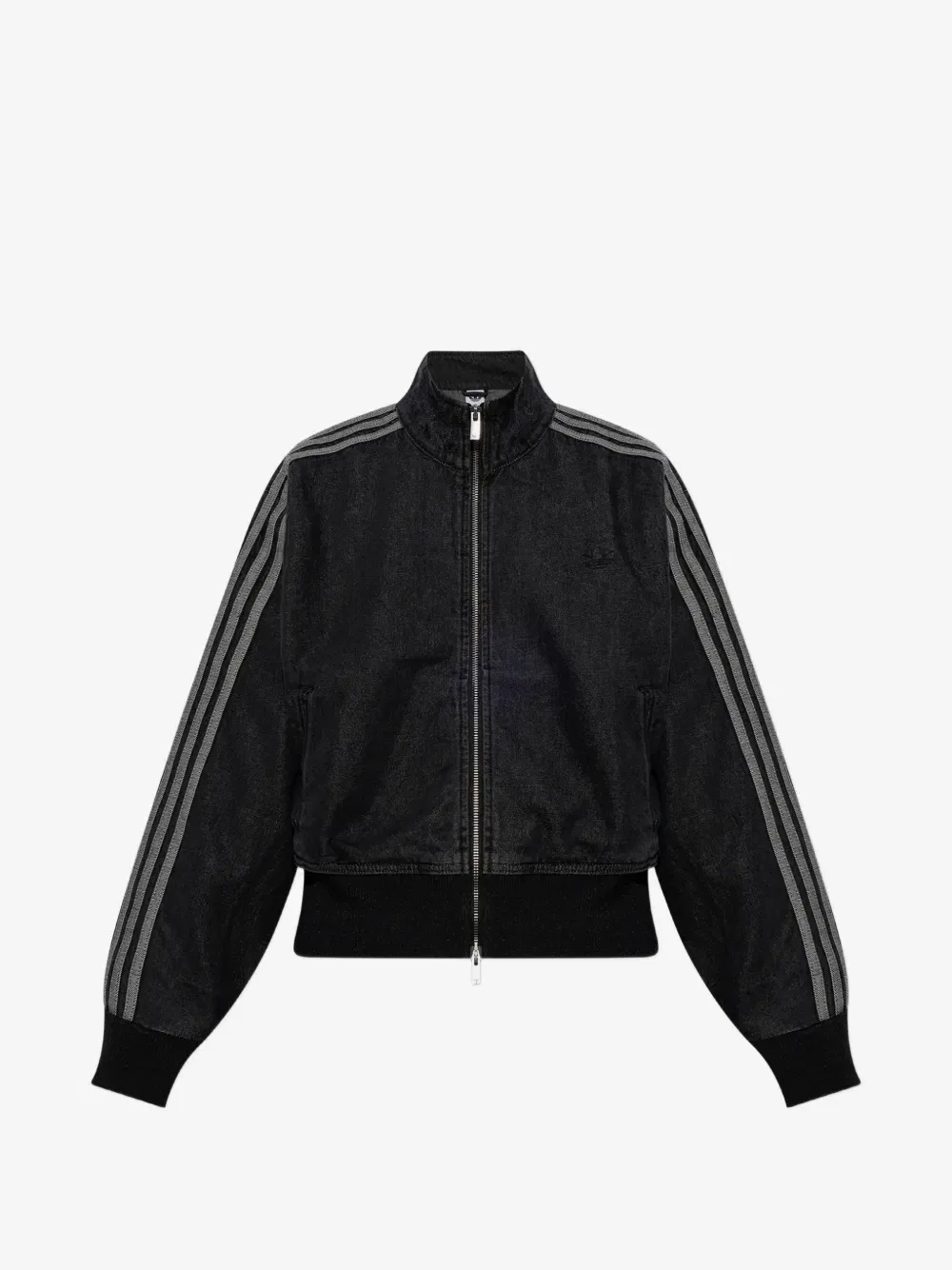 Джинсовая куртка Firebird с боковыми полосками Adidas, черный