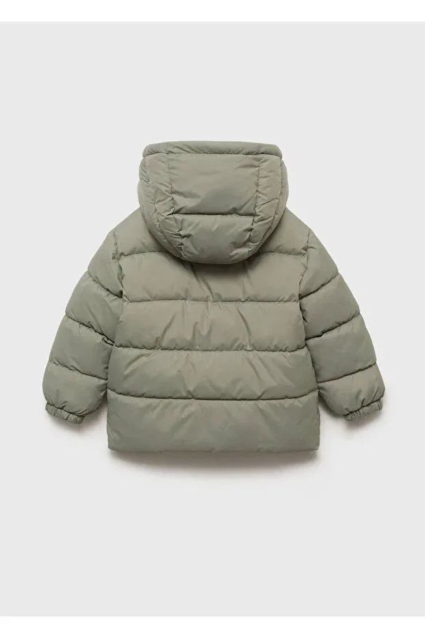 Детское пальто для девочек стеганое с принтом Mango Baby, Pastel Green — фото 2