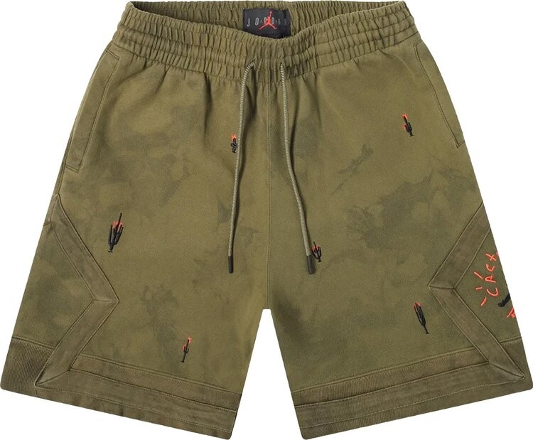 

Шорты Cactus Jack by Travis Scott x Air Jordan Washed Suede Shorts 'Medium Olive', зеленый