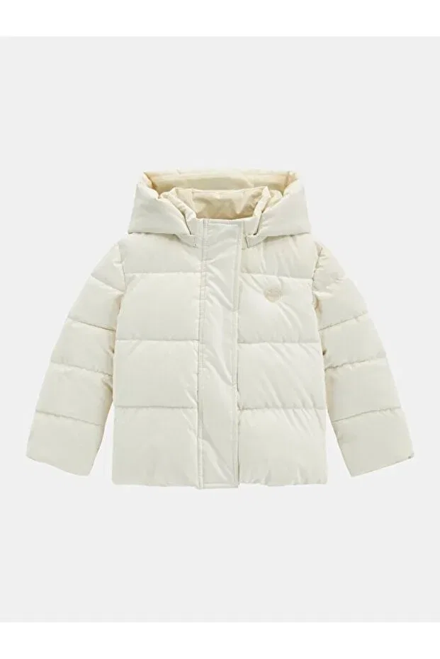 Детское пальто с капюшоном узорчатое Guess, White