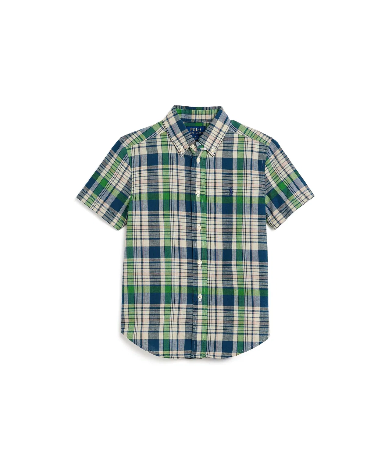 Хлопковая рубашка в клетку (для малышей/детей младшего возраста) Polo Ralph Lauren Kids, White Navy Multi