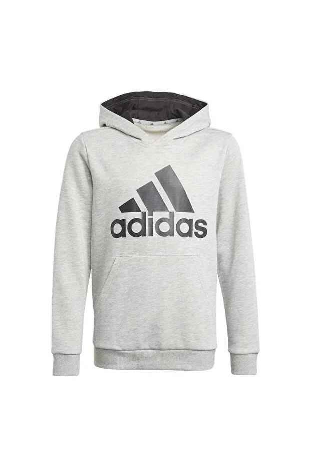 Детское худи для мальчиков с принтом Essentials Adidas, Medium Grey Heather / Black — фото 3