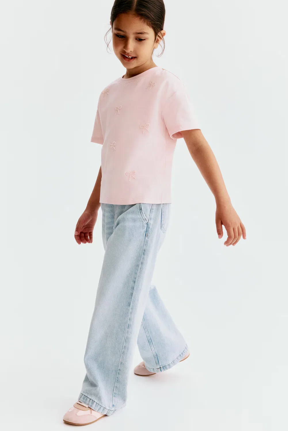 Джинсы с широкими штанинами и поясом-кулиской H&M, Helles Denimblau — фото 3