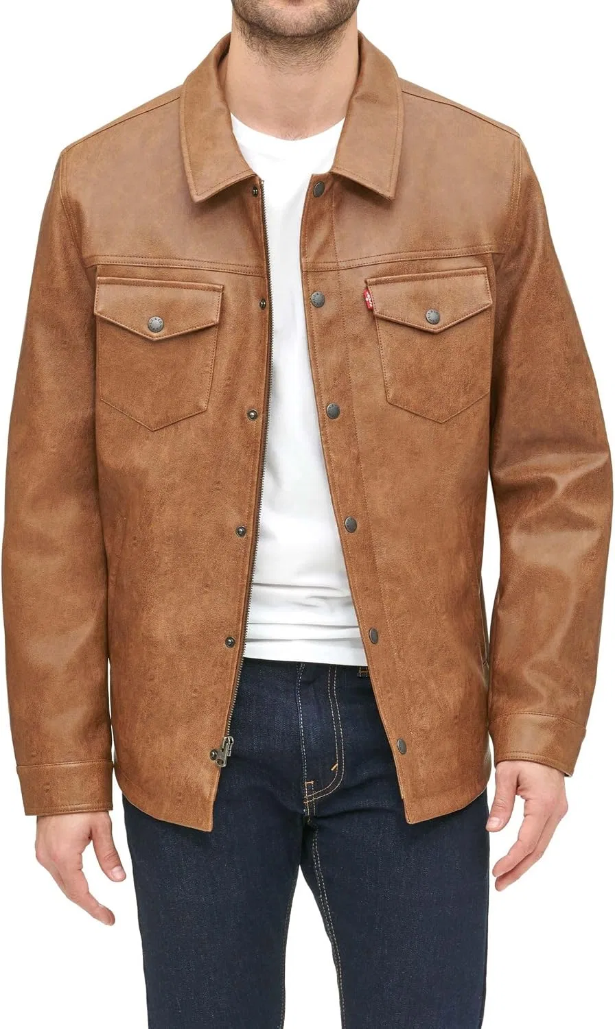 Мужская куртка-рубашка из искусственной кожи с принтом, Levi's, Saddle Faux Leather