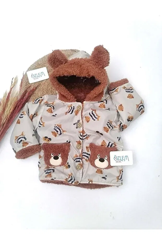 Детская куртка для девочек с принтом Little teddy bear welsoft jacket Özlem Bebe, Brown