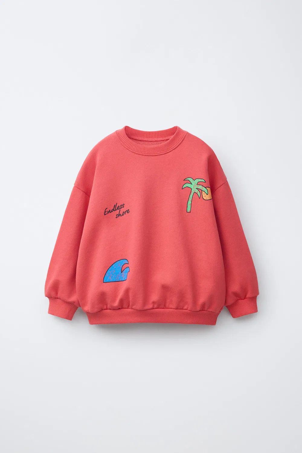 Толстовка с принтом пальм ZARA, Intense Coral