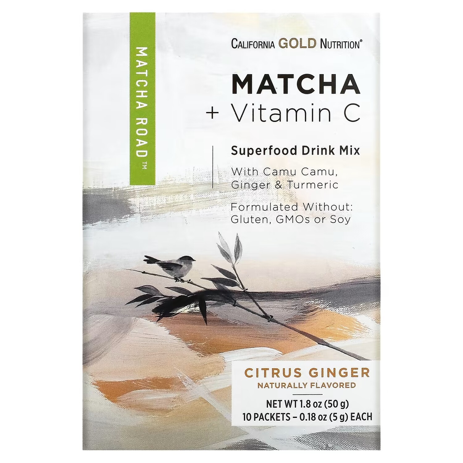 

Матча с Витамином C California Gold Nutrition, цитрус / имбирь, 10 пластинок