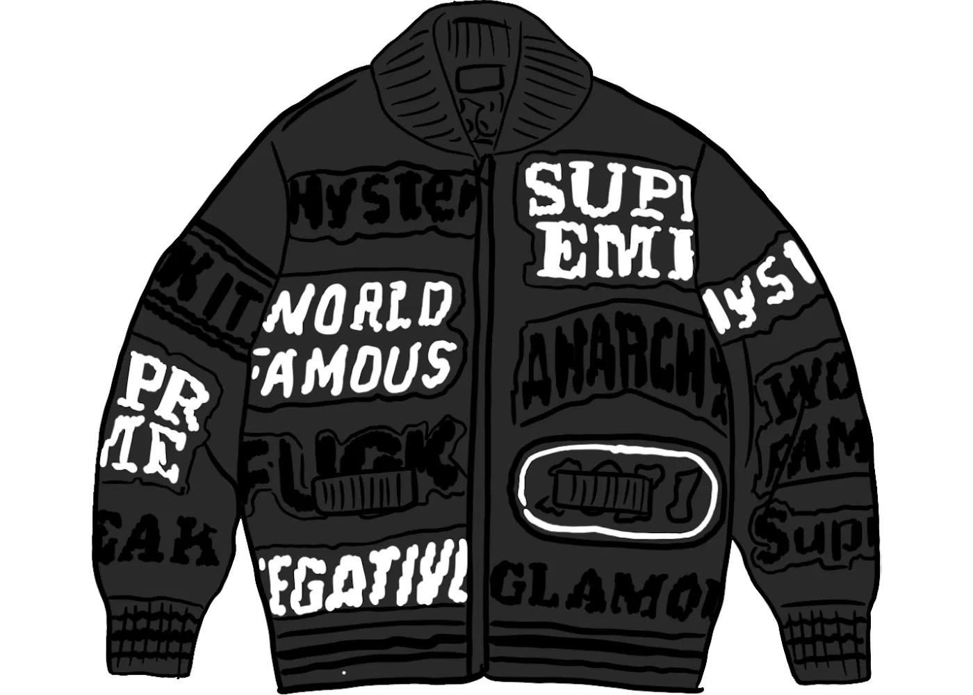 Мужской свитшот на молнии HYSTERIC GLAMOUR Supreme, Black