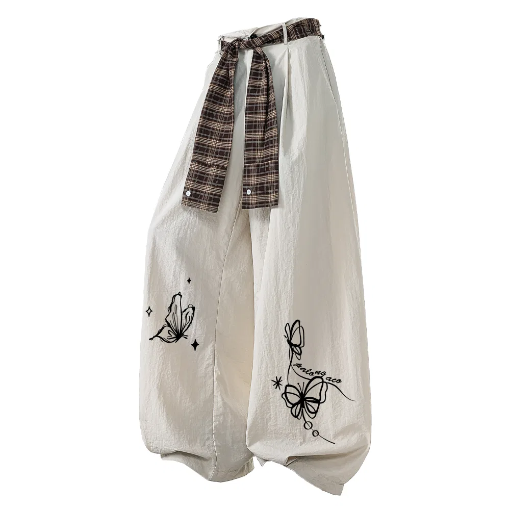 Детские брюки свободного кроя с широкой штаниной PAL ONGACO, White Gray