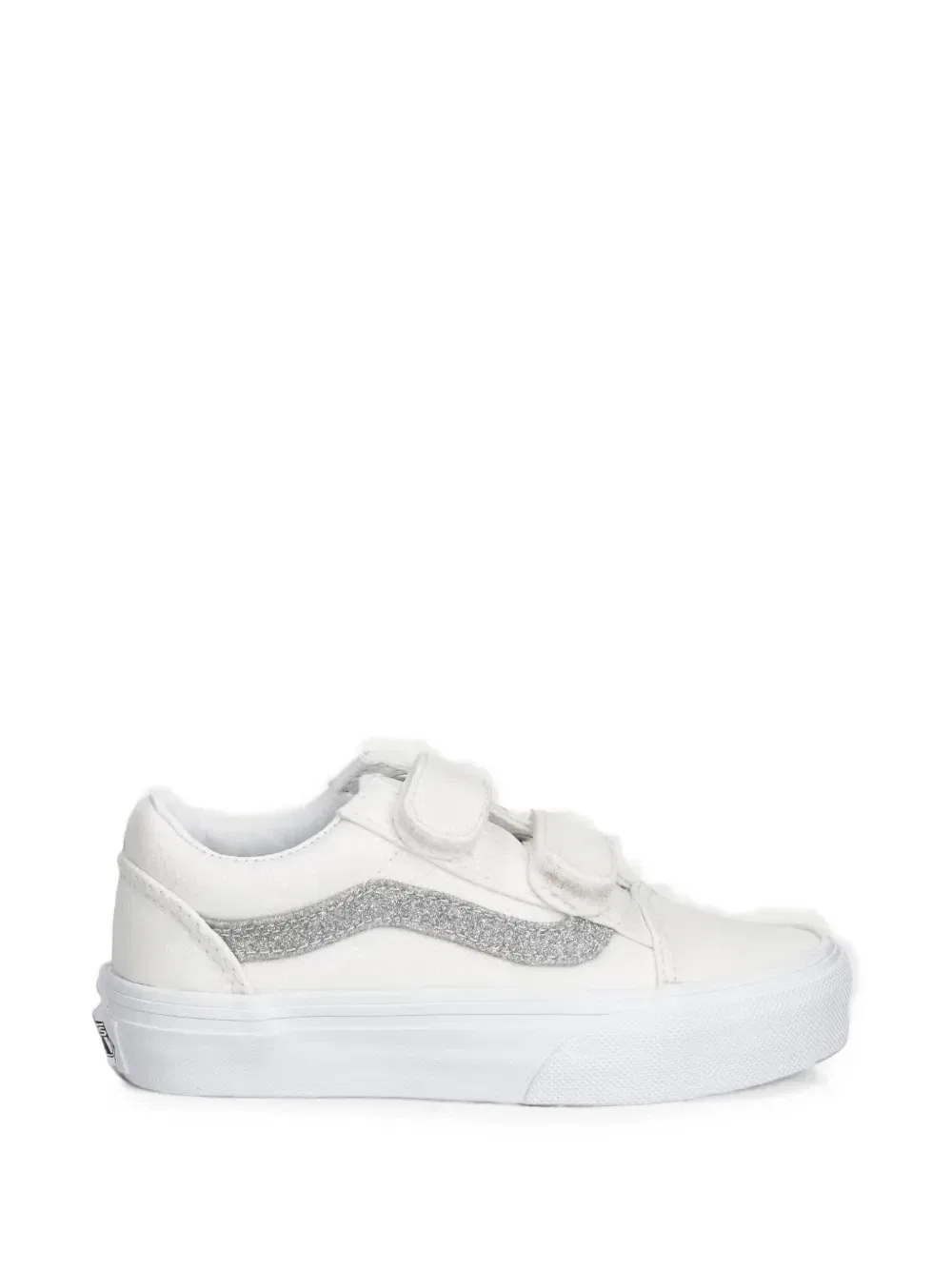 Кеды Old Skool V с блестками и застежками на липучках Vans Kids, белый — фото 2