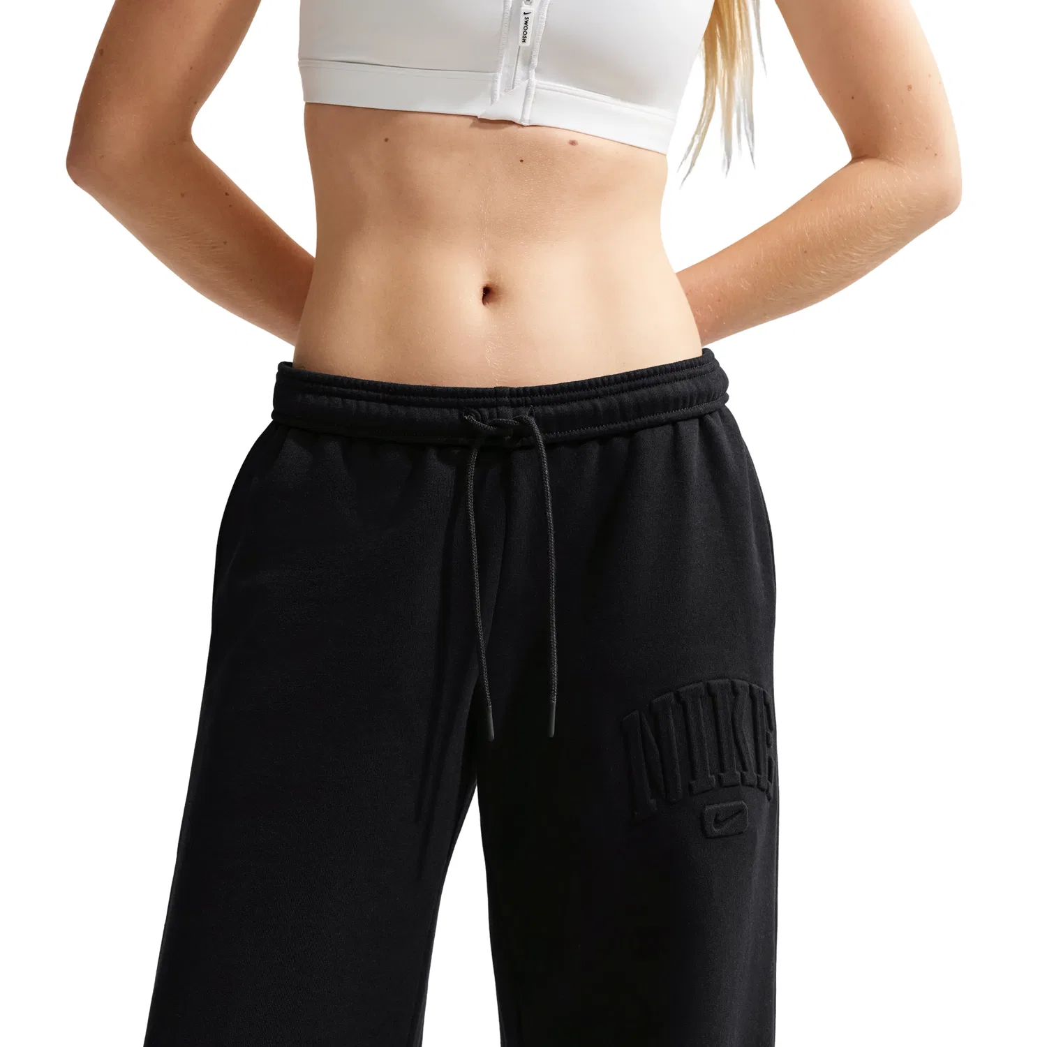 Женские брюки Studio Fleece Medium Weight Mid-Rise Wide-Leg Pants 'Total Black' Nike, Total Black — фото 3