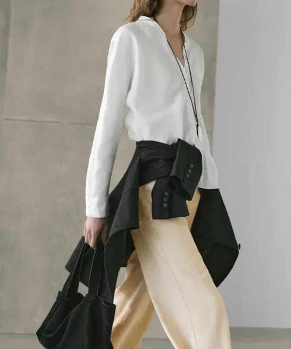 Рубашка из льна с отложным воротником, Massimo Dutti — фото 4