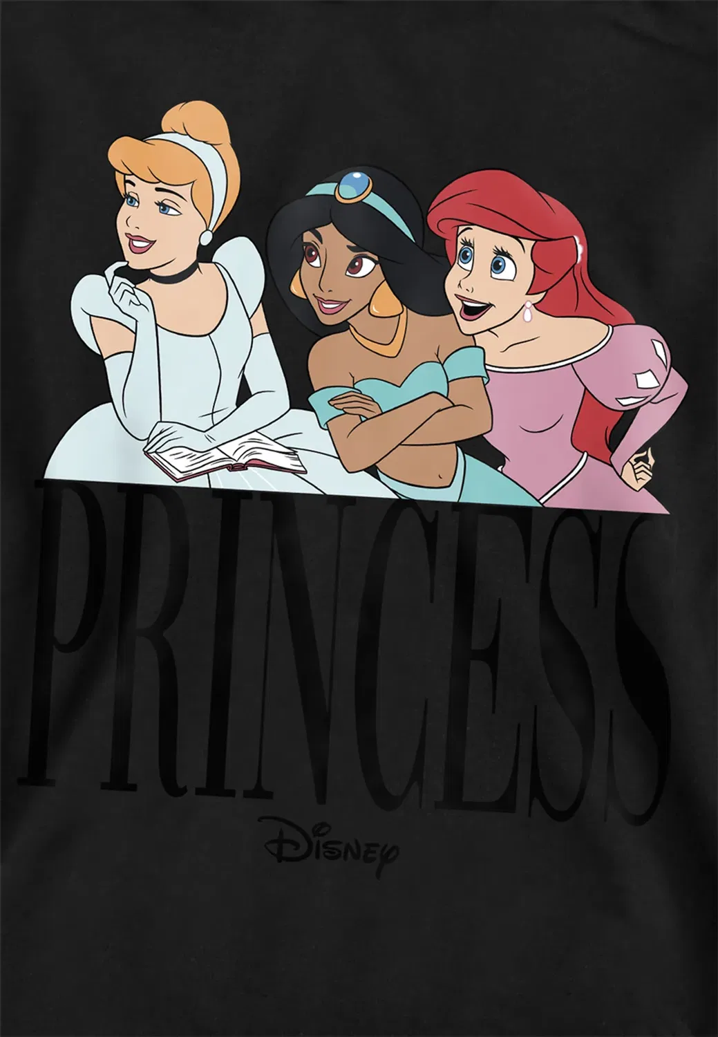 Детский худи с принтом Princess Trio Disney, Black — фото 2