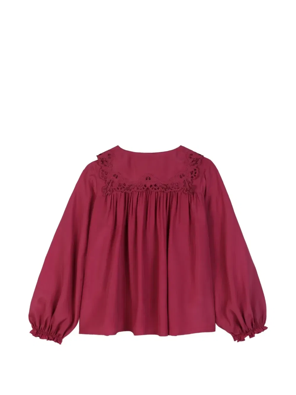 Блузка с английской вышивкой и сборками Chloe Kids, розовый — фото 2