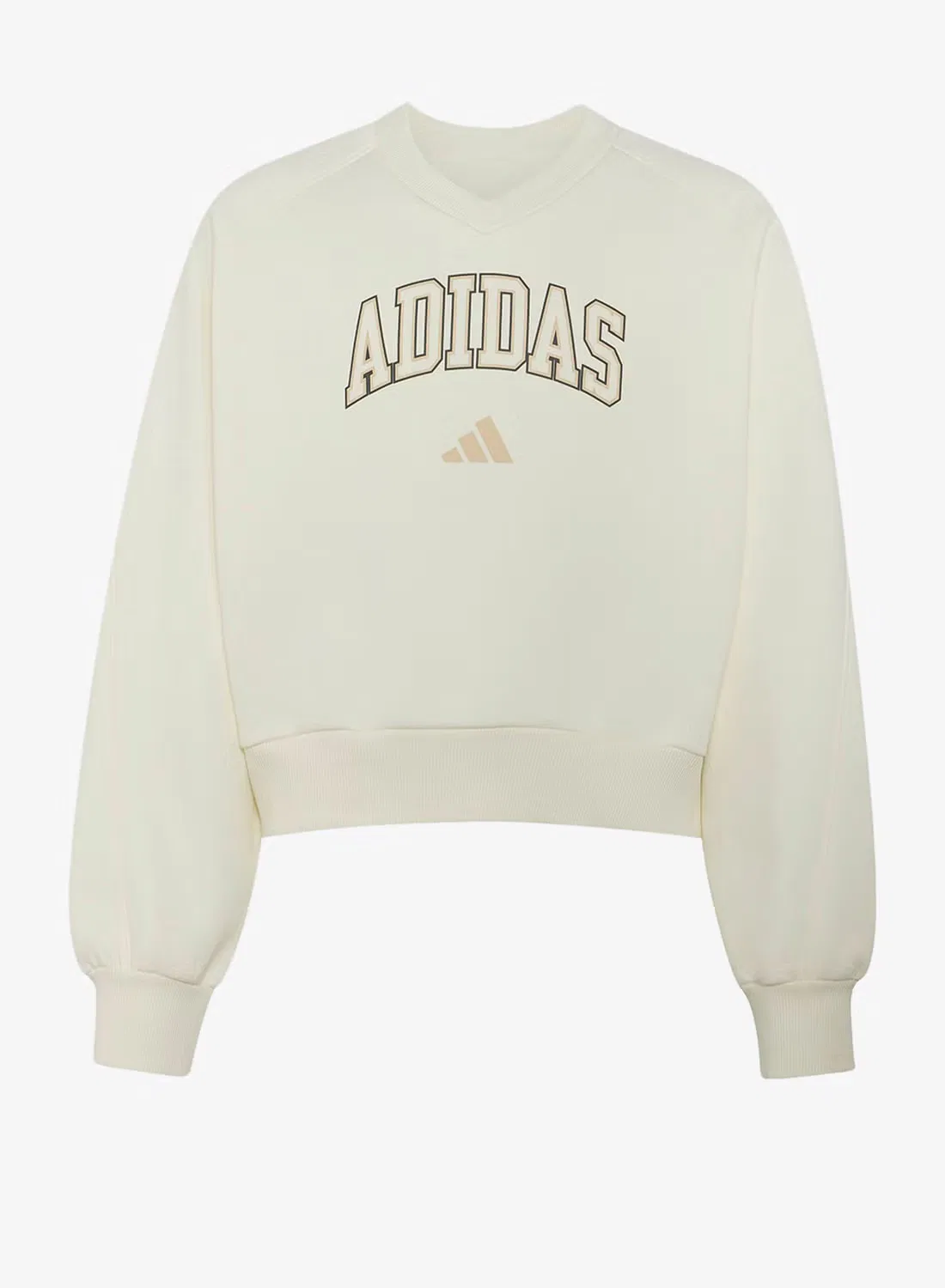 Свитшот с V-образным вырезом свободного кроя Youth Seasonals Collegiate Typography Adidas, белый