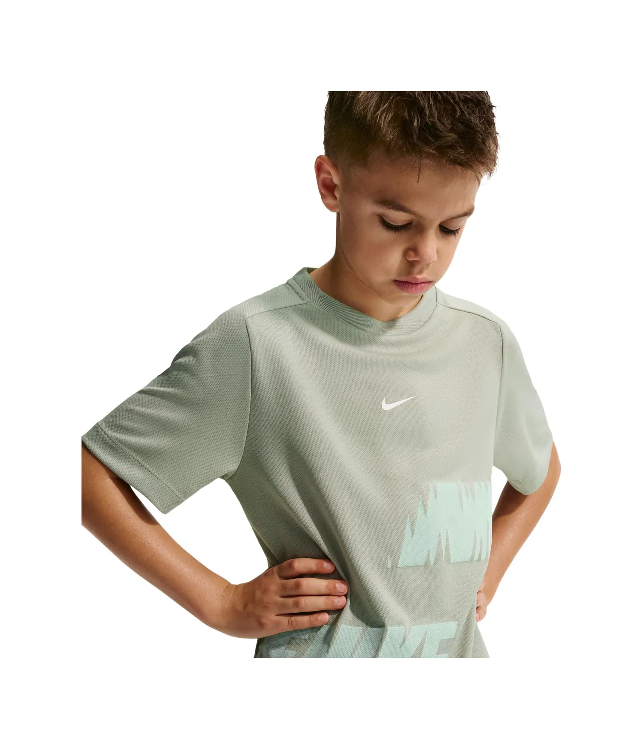 Футболка с коротким рукавом Multi Dri-FIT (для маленьких и больших детей) Nike Kids, Spruce Fog/White — фото 4