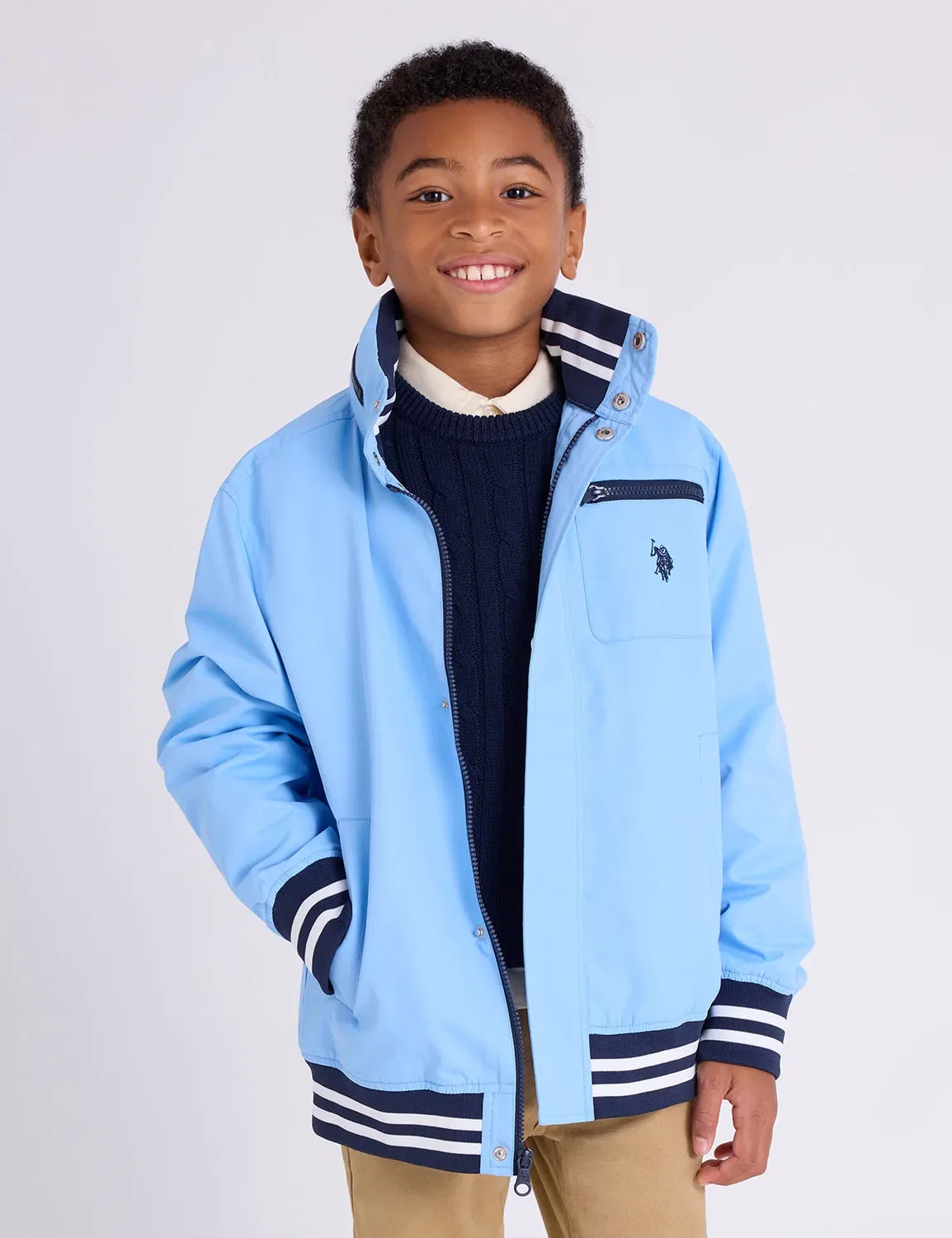 Детская яхтенная куртка U.S. Polo Assn, Blue Oxford — фото 4