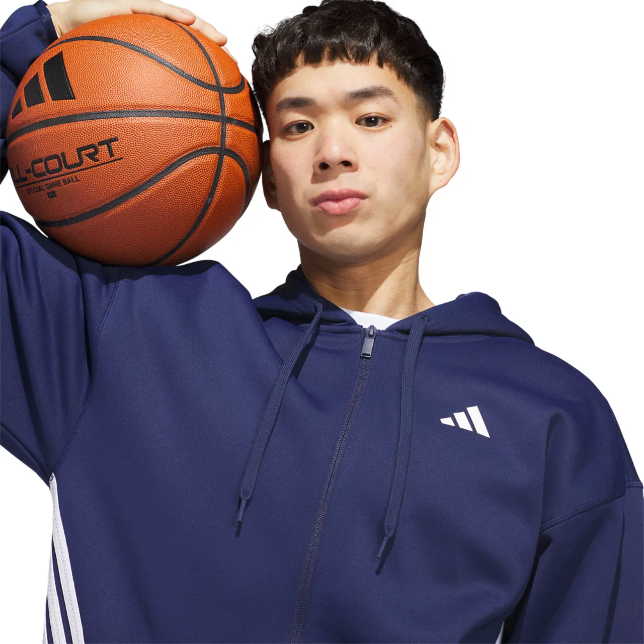 Мужское худи с капюшоном на молнии Crazy Warm Adidas, цвет Team Navy Blue/White — фото 3