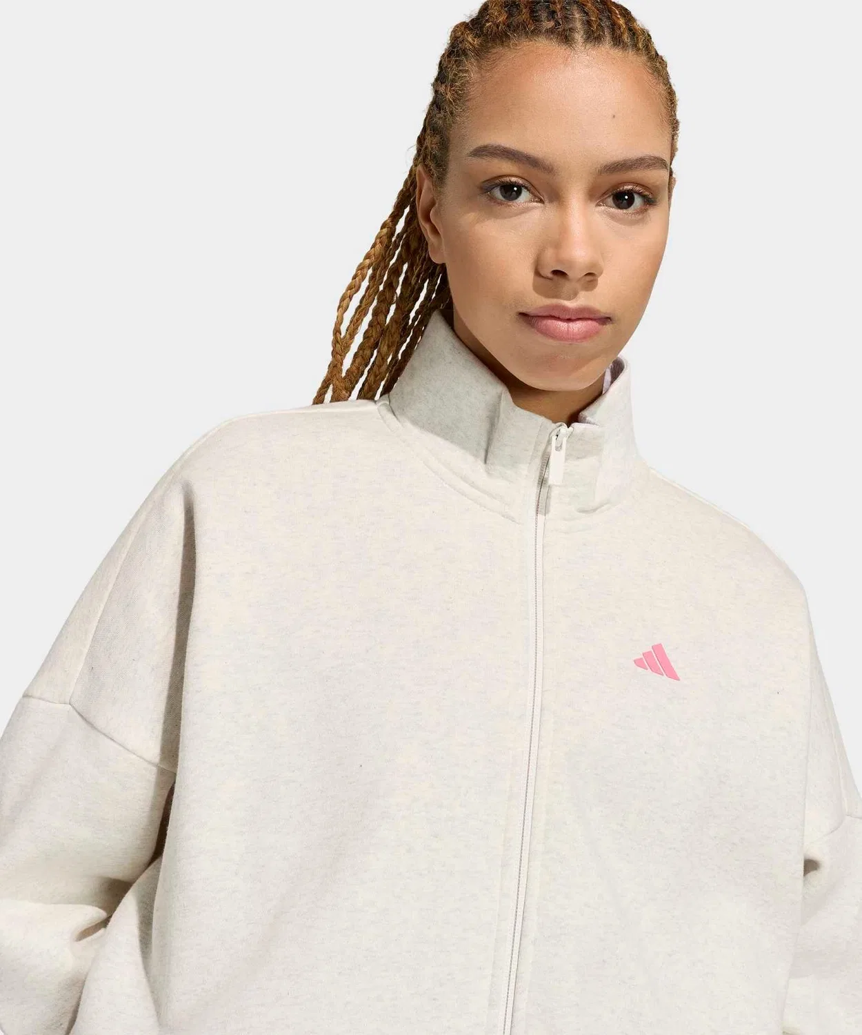 Женский лонгслив с принтом Three Stripes Studio Track Top Adidas, Белый — фото 3