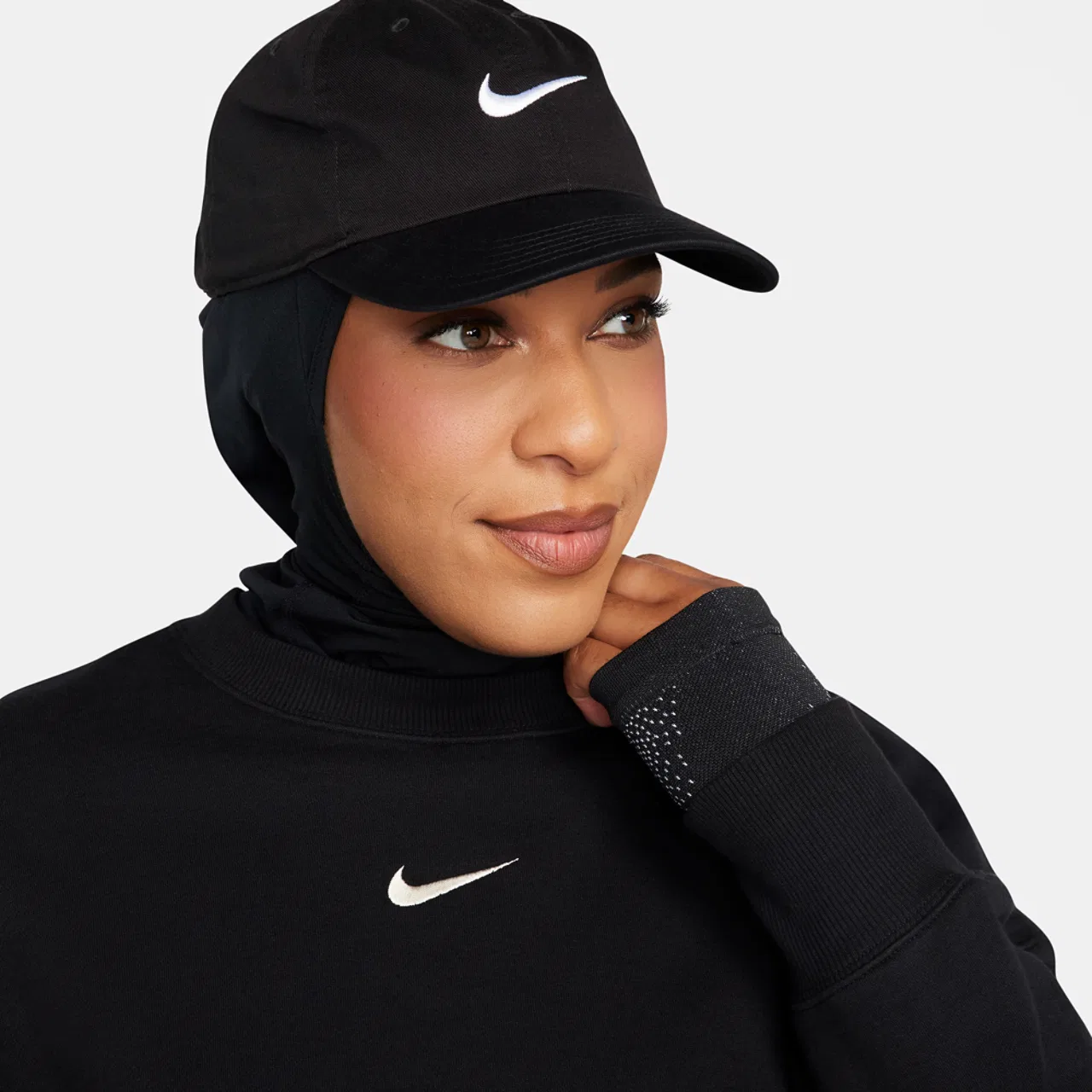 Женская флисовая кофта Nike Style Fleece Crew, черный/белый — фото 3