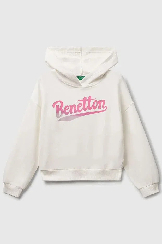 Детские свитшот для девочек с принтом Benetton, White