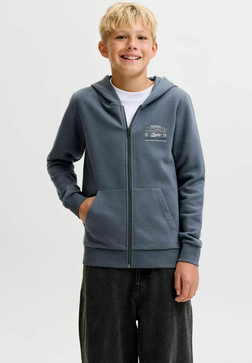 Худи для мальчиков - толстовка на молнии Jack & Jones Junior, Turbulence — фото 2