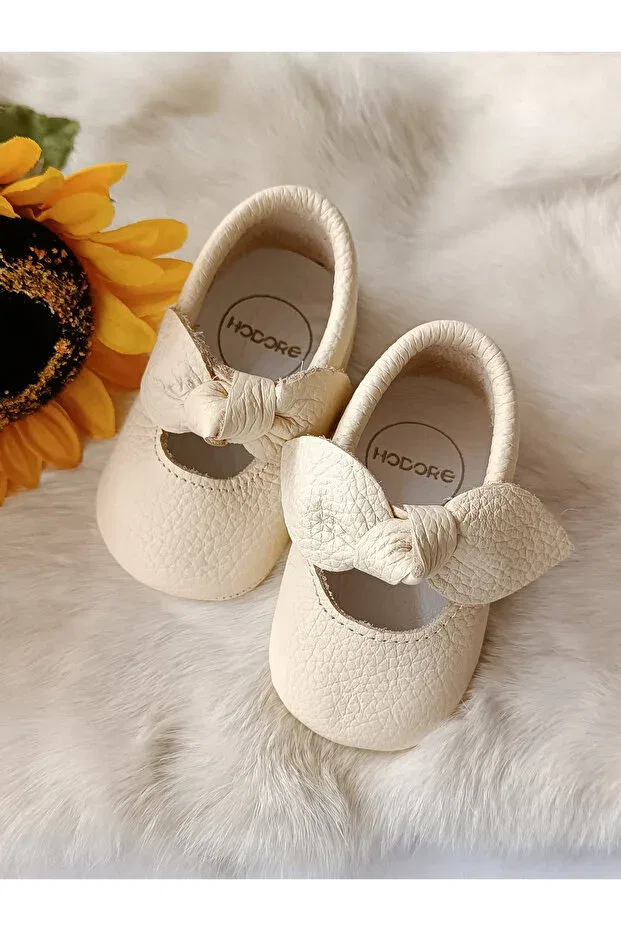 Детские ботинки-лоферы кожаные для малышей Alice Hodore, Beige — фото 3
