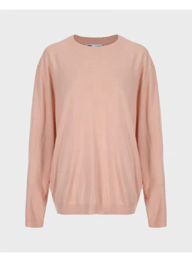 Пуловер вязаный с длинным рукавом Zara, розовый