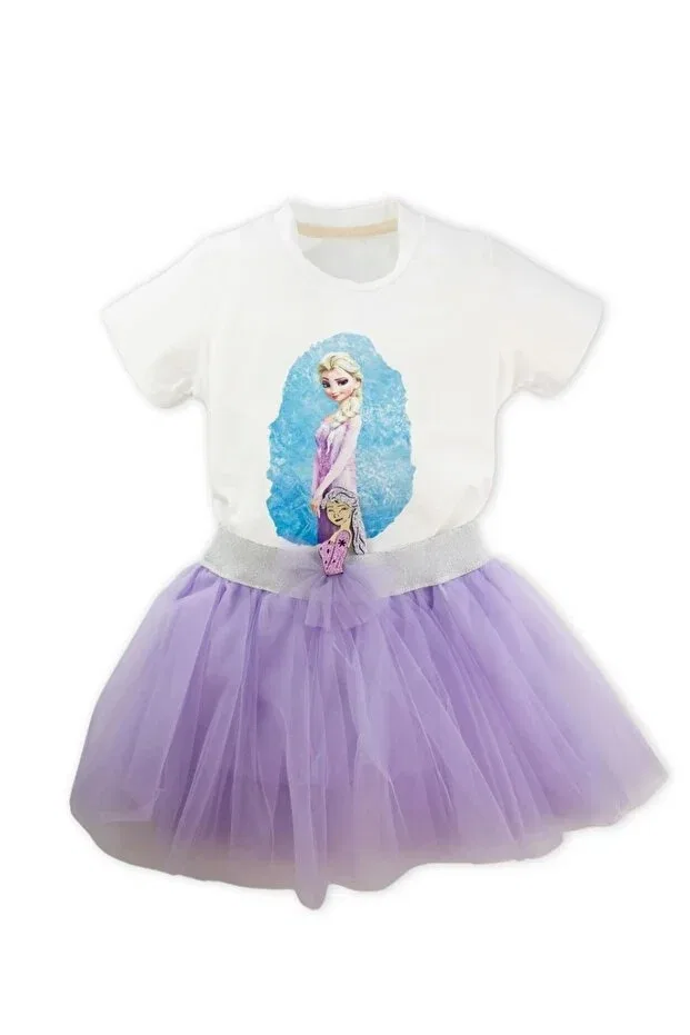 Детское платье для девочек с принтом Elsa Buckle Logo Aksesuar, Lilac