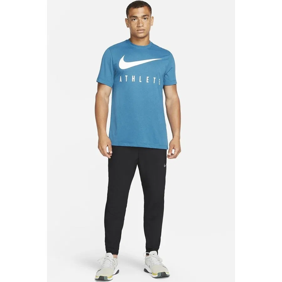 Футболка спортивная с принтом Nike Dri Fit Training Cotton Tee, Синий — фото 4